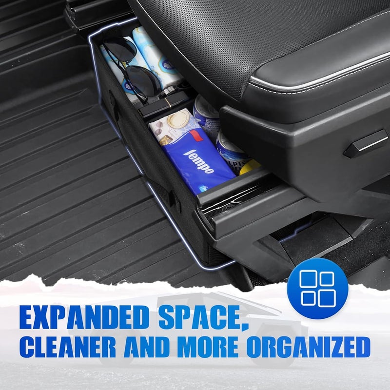 AUTOFIT Cybertruck 1st Row Under Seat Front Storage Box 2PCS - Truck Under Seat Tool Box for 2024 Tesla Cybertruck with Removable Dividers, 600D Oxford Cloth, Cybertruck accessories Mesh Organizer - Image 3